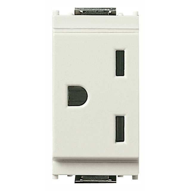 Vimar Idea 2P+E USA Socket Outlet, 15A, 250V, IP20, Flush Mount, Screw Terminal, Halogen-Free Thermoplastic — Quality Boat Parts