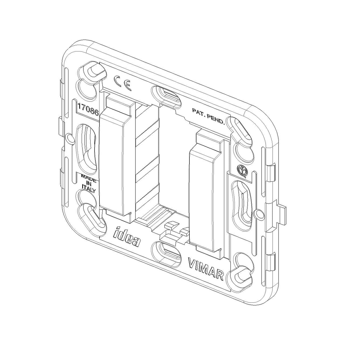 Vimar Idea 17086 1-Module Mounting Frame, For 60 mm or 56x56 mm Flush Boxes, For 09971 Surface Boxes, Smooth Front, Without Screws, Thermoplastic — Quality Boat Parts