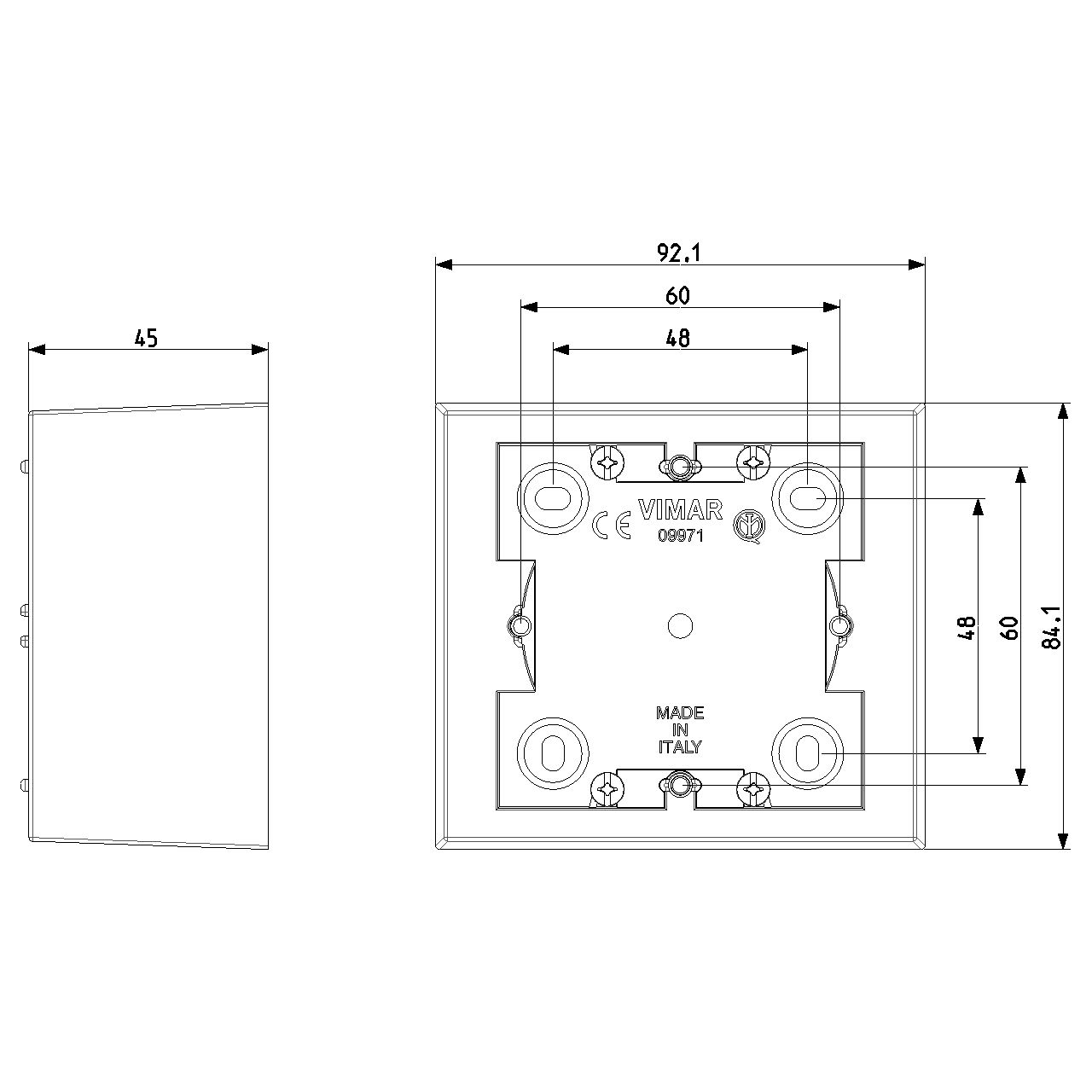 Vimar 09971 Surface Mounting Box, For Idea/Eikon/Plana, 1-2M, 43.5 mm Deep — Quality Boat Parts