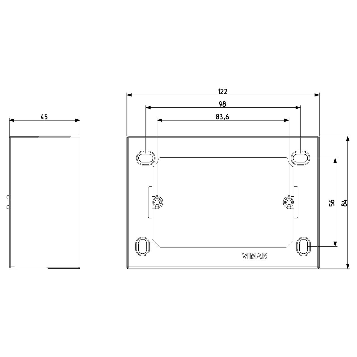 Vimar 09975 Surface Mounting Box, For Eikon/Idea/Plana, 3-Module, 43.5 mm Depth, IP20, Halogen-Free Plastic, 20/25 mm Conduit Inlets, 4 Inlets — Quality Boat Parts