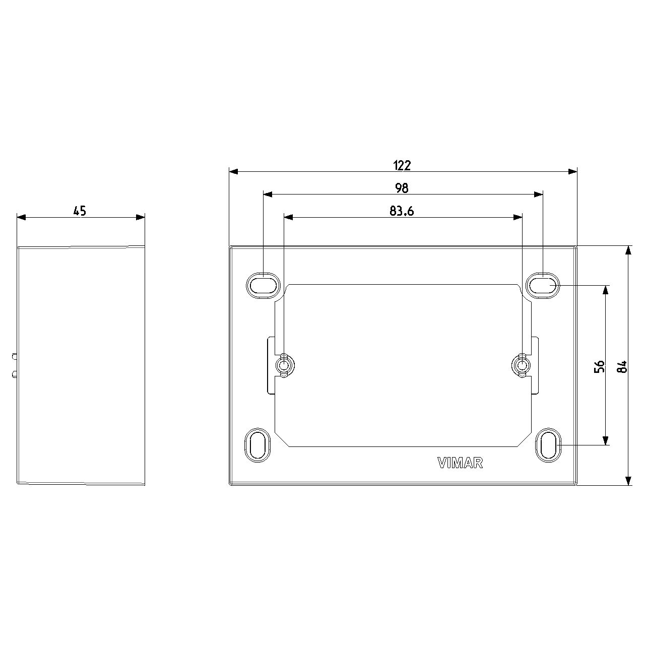 Vimar 09975 Surface Mounting Box, For Eikon/Idea/Plana, 3-Module, 43.5 mm Depth, IP20, Halogen-Free Plastic, 20/25 mm Conduit Inlets, 4 Inlets — Quality Boat Parts