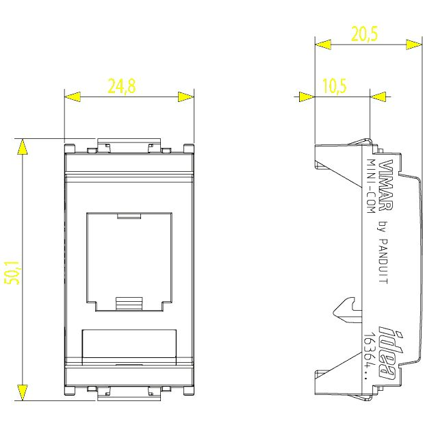 Vimar Idea MINI-COM Panduit Module Adapter, 25 x 50 x 21 mm — Quality Boat Parts