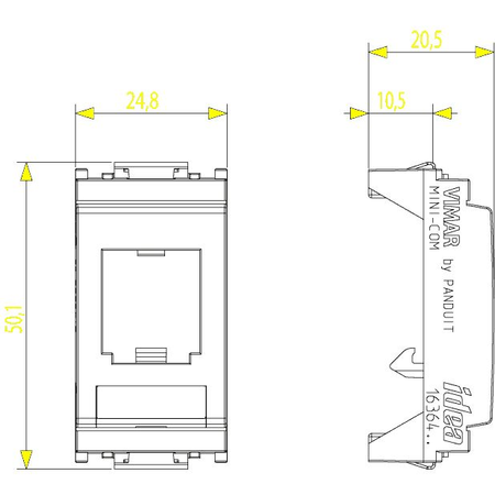 Vimar Idea MINI-COM Panduit Module Adapter, 25 x 50 x 21 mm — Quality Boat Parts