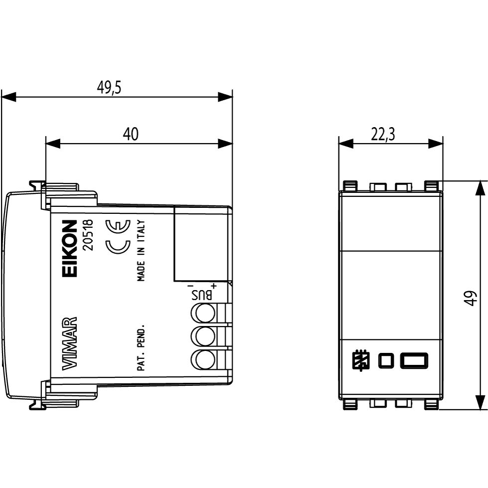 Vimar Eikon 2-Switch Bus System Interface, For Traditional Switches, IP40, Flush Mount, 1M — Quality Boat Parts