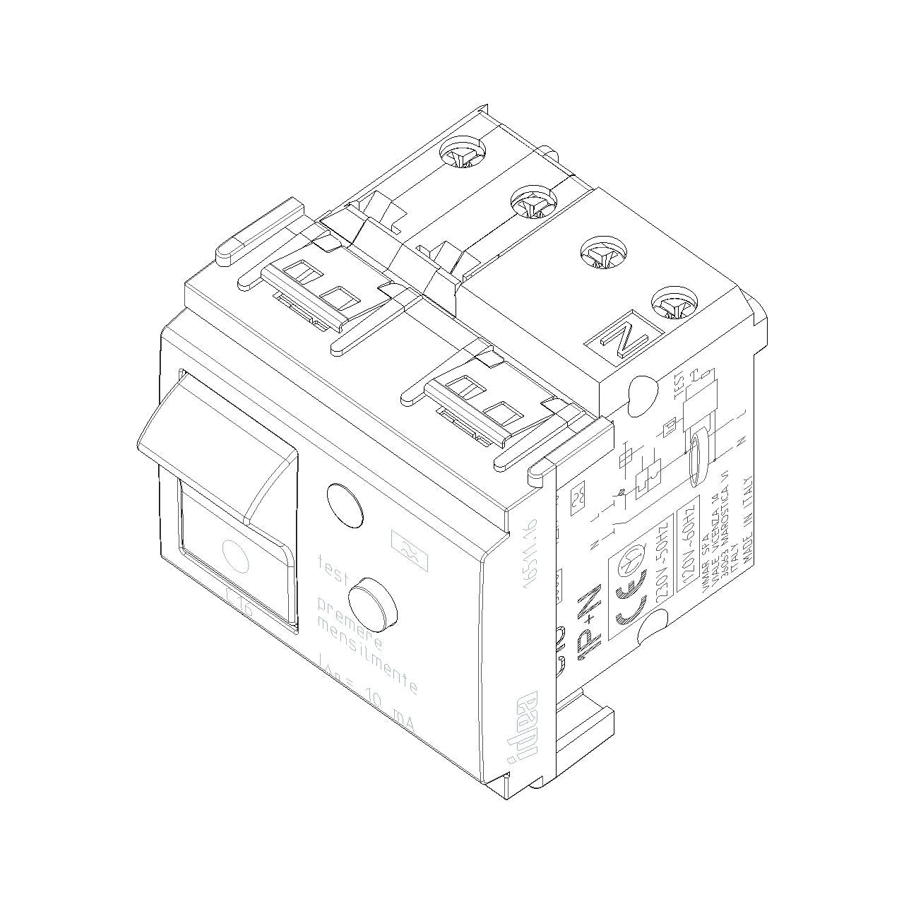 Vimar Idea RCBO Circuit Breaker, 1P+N, 120-230V, 50-60Hz, IP40, 2 Modules — Quality Boat Parts