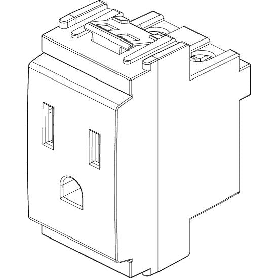 Vimar Idea SICURY USA Socket Outlet, 2P+E, 15A, 127V, IP20, Flush Mount — Quality Boat Parts