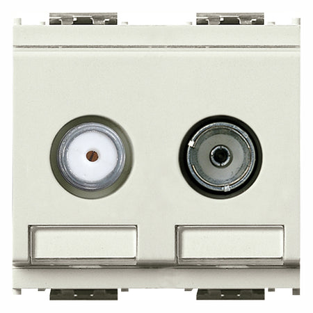 Vimar Idea Coaxial TV-RD-SAT Socket Outlet, 5-2400 MHz, 2 Outputs, 24V 500 mA DC Pass, 2 Modules — Quality Boat Parts