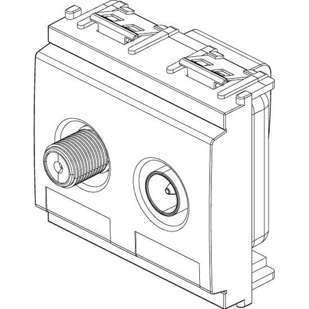 Vimar Idea Coaxial TV-RD-SAT Socket Outlet, 5-2400 MHz, 2 Outputs, 24V 500 mA DC Pass, 2 Modules — Quality Boat Parts