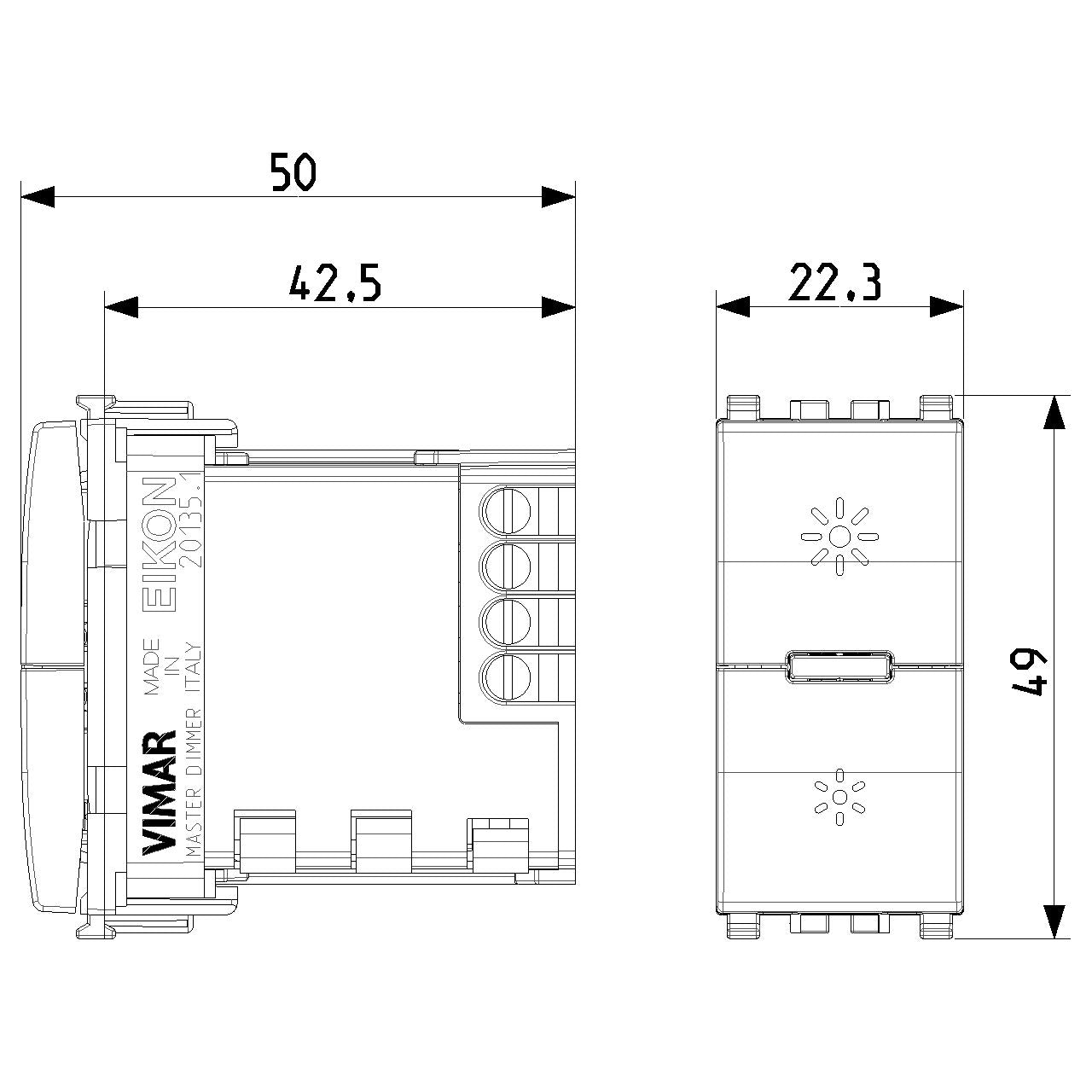 Vimar Eikon Universal MASTER Dimmer, Phase-Cutting, 3-200 W LED — Quality Boat Parts