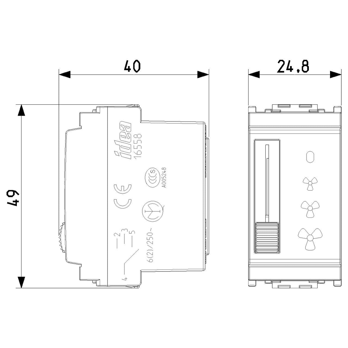 Vimar Idea Slide Switch, 1P, 6(2)A, 250V, 4 Positions, IP40 — Quality Boat Parts