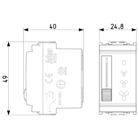 Vimar Idea Slide Switch, 1P, 6(2)A, 250V, 4 Positions, IP40 — Quality Boat Parts