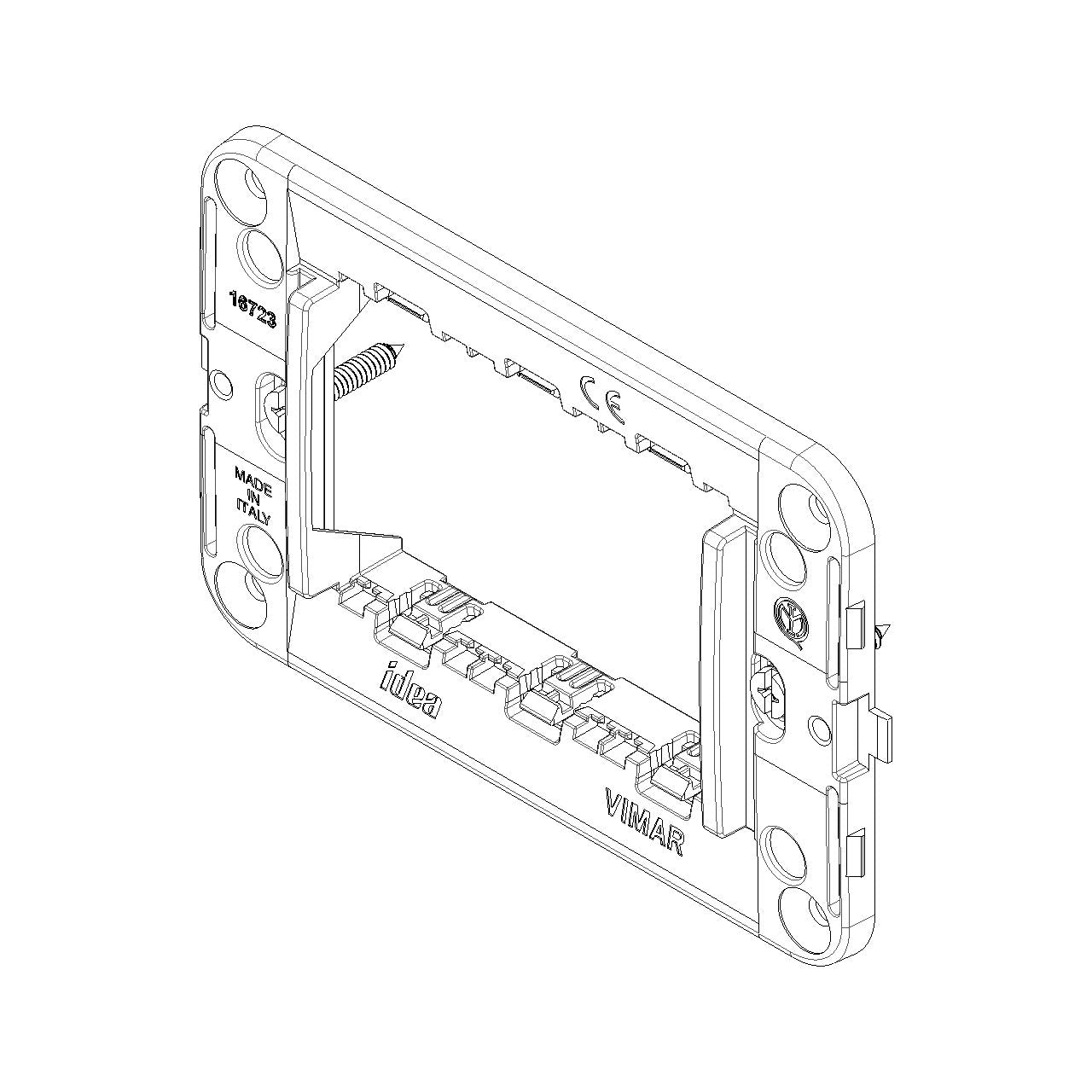 Vimar Idea 3-Module Mounting Frame, For 2-Module Arké Devices, For Idea Cover Plates, For 3-Module Mounting Boxes — Quality Boat Parts