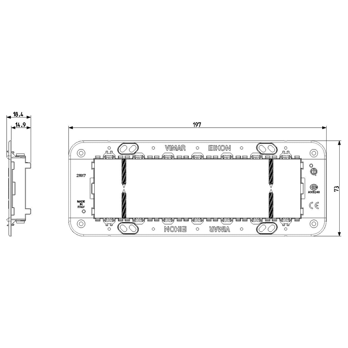 Vimar Eikon Mounting Frame and Protection Cover, 7M — Quality Boat Parts