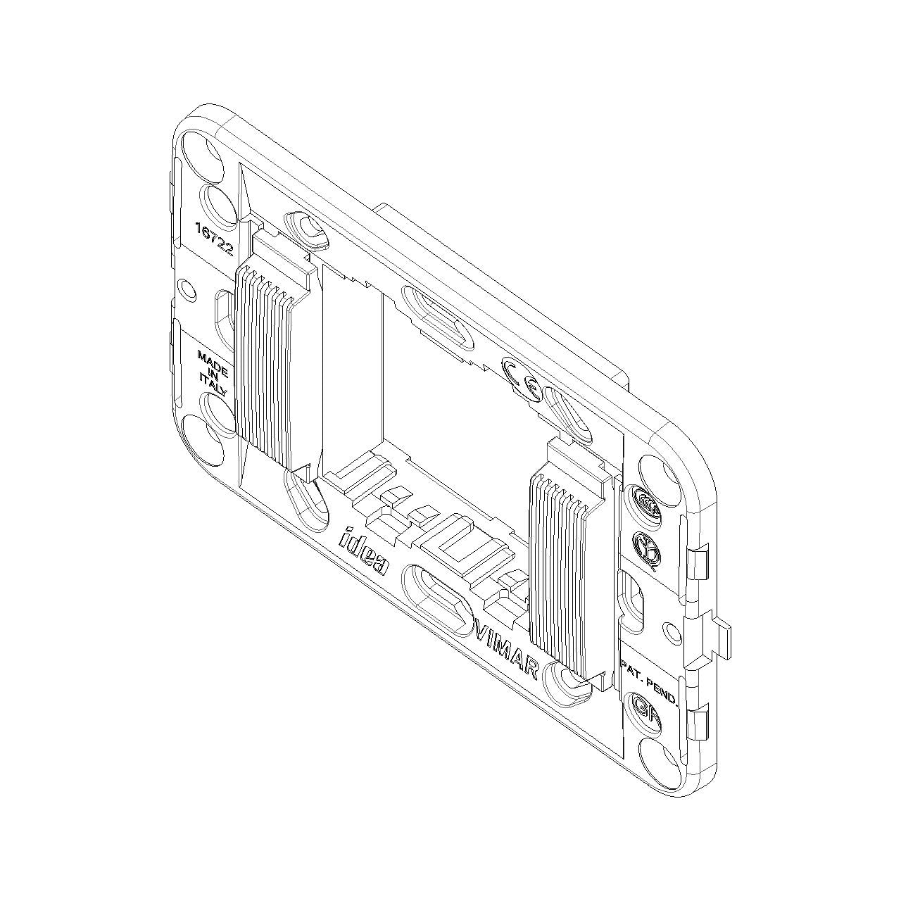 Vimar Idea 2-Module Mounting Frame, For 3-Module Boxes, 60 mm Fixing Centres, Without Screws — Quality Boat Parts