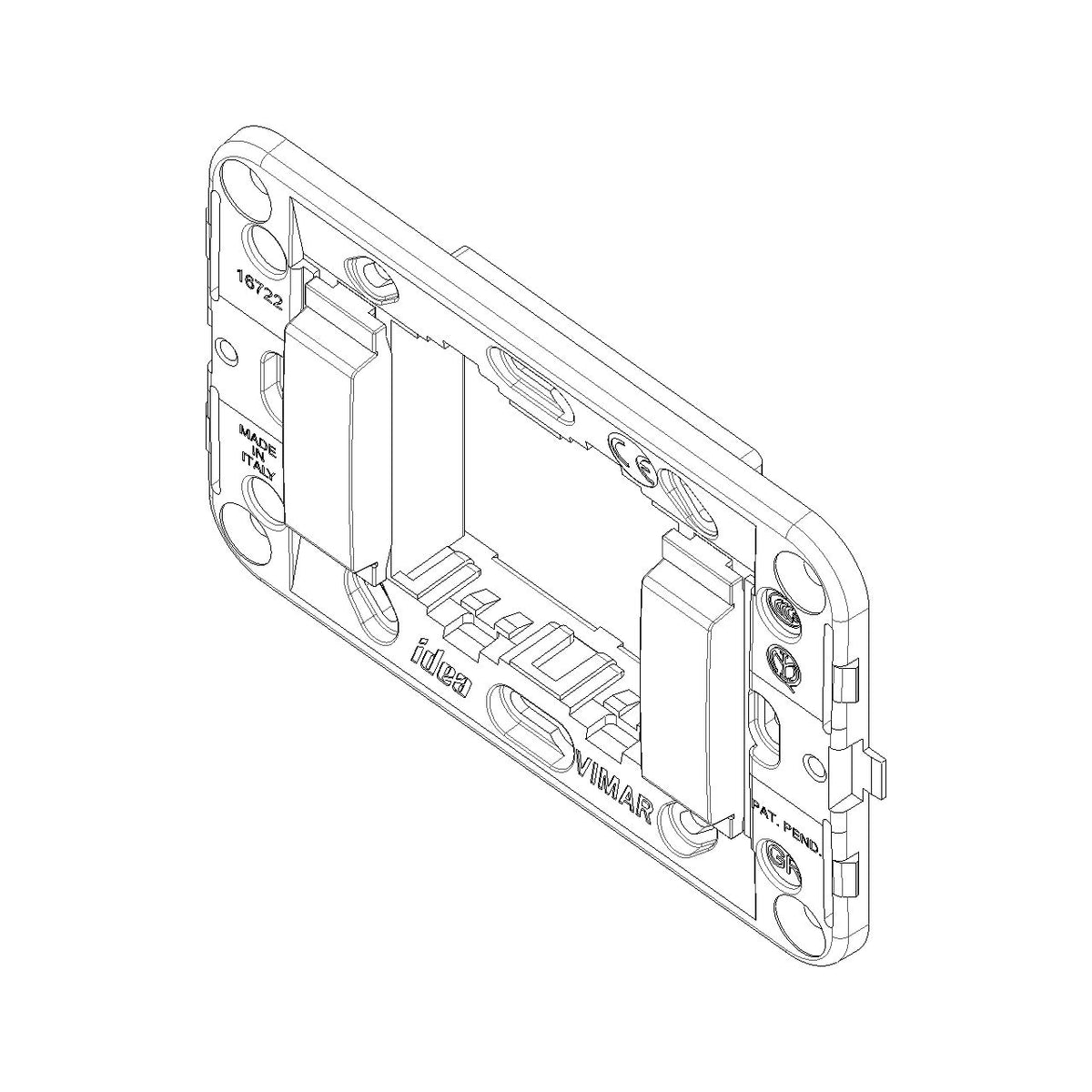 Vimar Idea 2-Module Mounting Frame, For 3-Module Boxes, 60 mm Fixing Centres, Without Screws — Quality Boat Parts