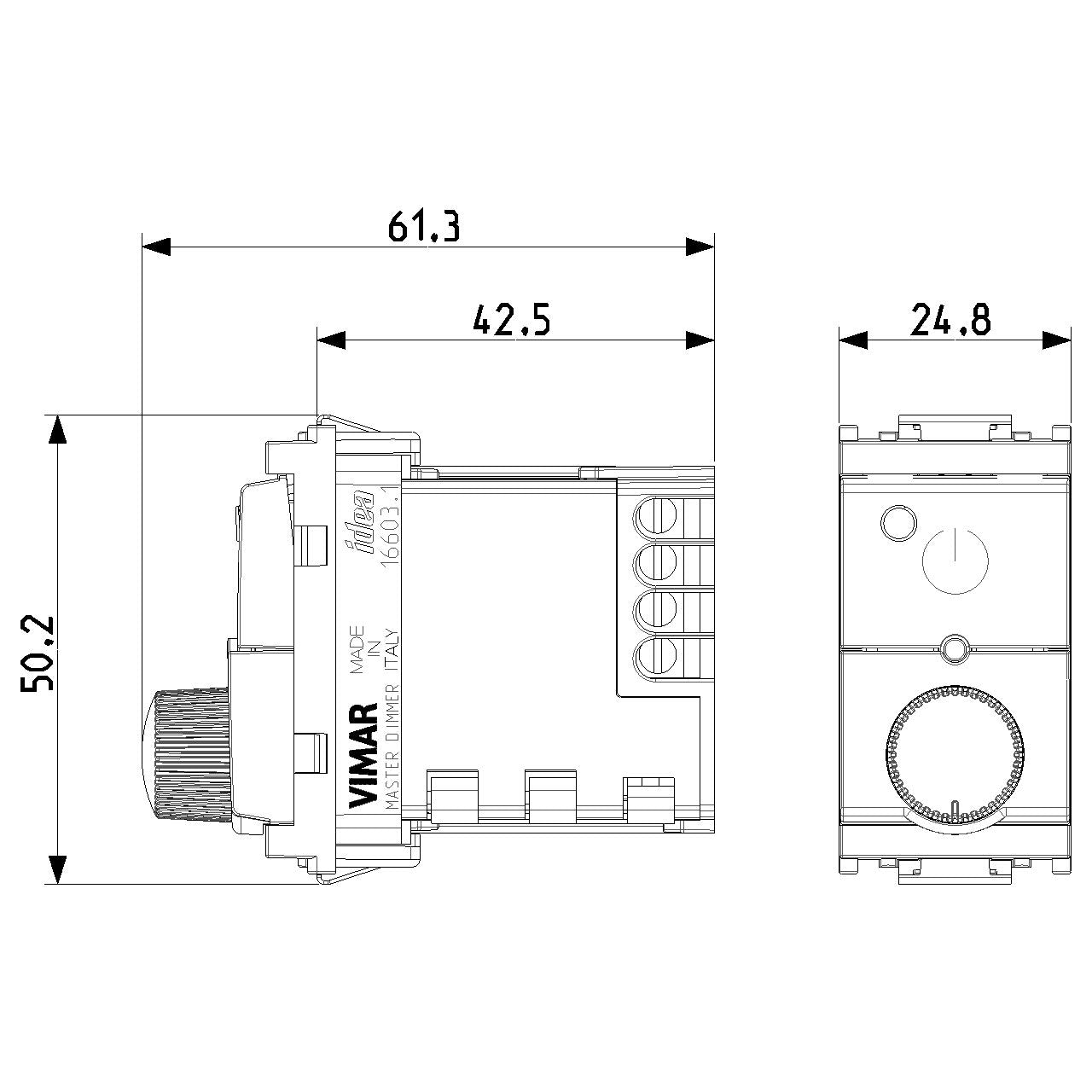 Vimar Idea Universal Master Rotary Dimmer, 230V, IP40, 3-200W LED — Quality Boat Parts