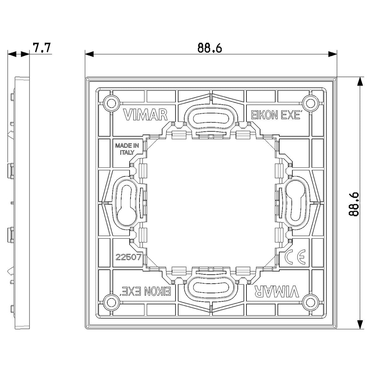 Vimar Eikon Exé RF Device Mounting Frame, For Ocean Bluetooth ZigBee Radio Controls, 2-Module — Quality Boat Parts