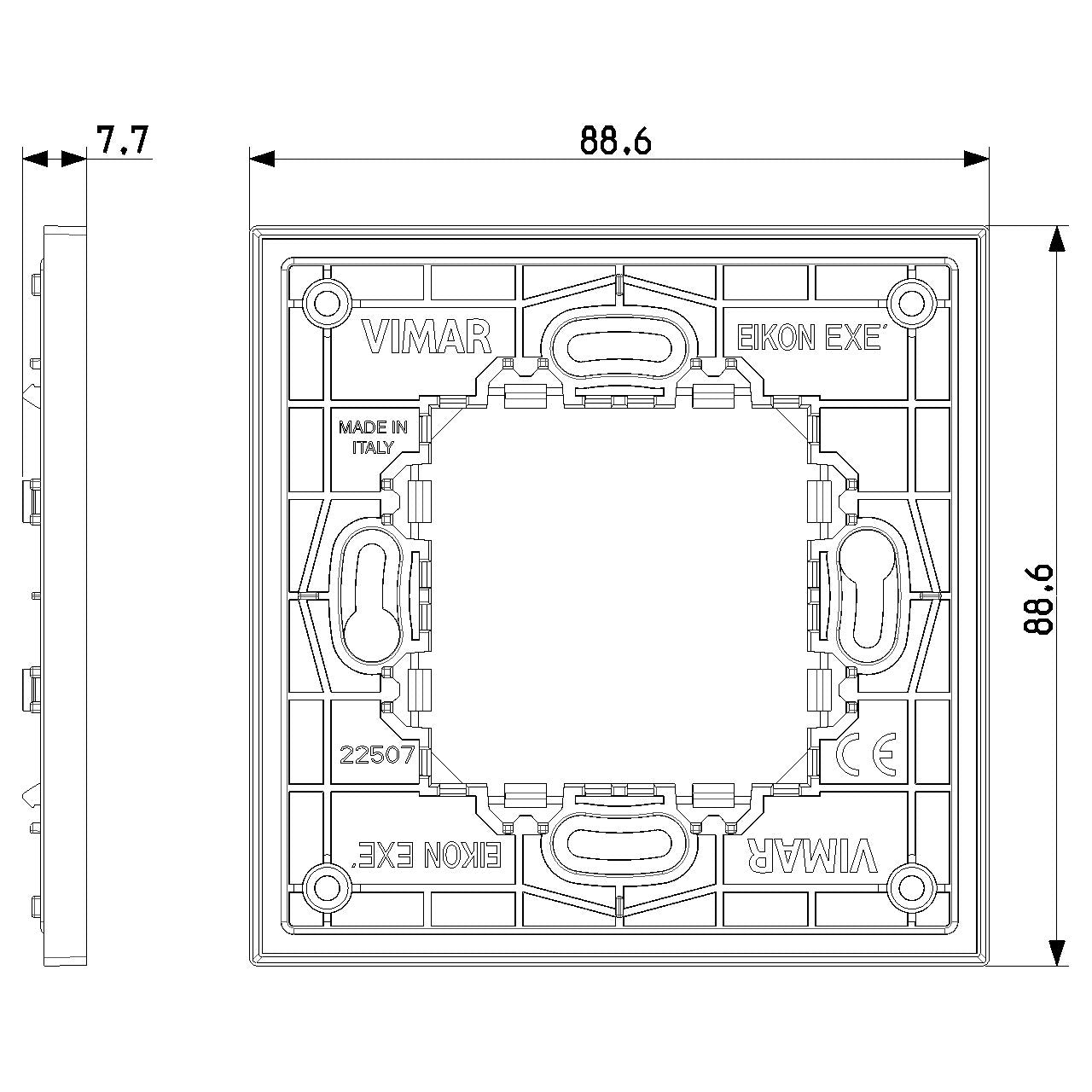Vimar Eikon Exé RF Device Mounting Frame, For Ocean Bluetooth ZigBee Radio Controls, 2-Module — Quality Boat Parts