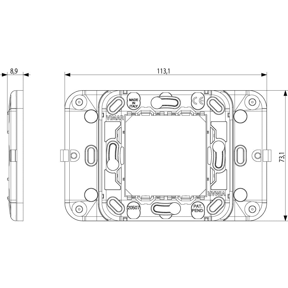 Vimar RF Device Mounting Frame, For Eikon and Plana 2-Module Cover Plates, Surface Mount — Quality Boat Parts