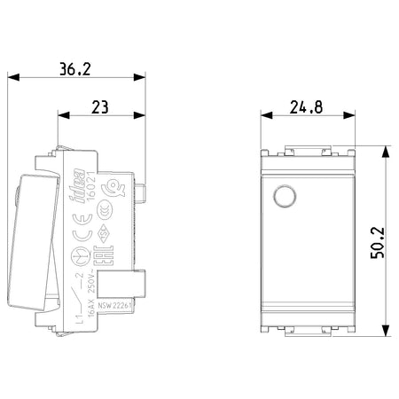 Vimar Idea 1-Way Rocker Switch, 1P 16AX 250V, Luminous, IP40 — Quality Boat Parts