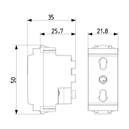 Vimar Idea Italian Standard P17/11 Socket Outlet, 2P+E, 16A, 250V, Reduced Module, SICURY, IP20 — Quality Boat Parts