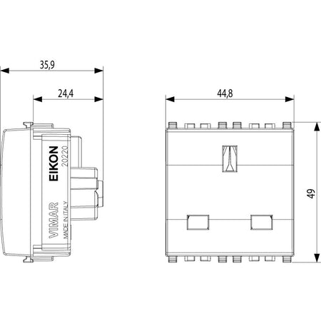 Vimar Eikon English SICURY Socket Outlet, 2P+E, 13A, 250V, 2 Module, IP20 — Quality Boat Parts