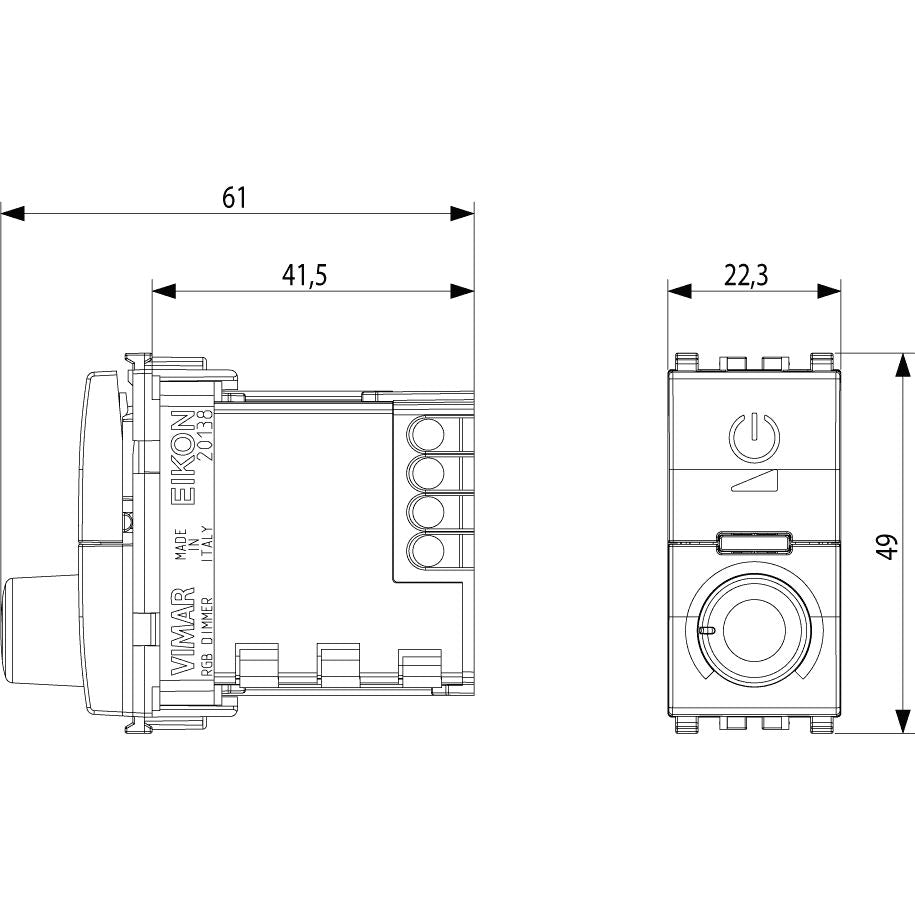 Vimar Eikon RGB Dimmer, For RGB LED Lamps, Rotary Control, Flush Mount, IP40 — Quality Boat Parts
