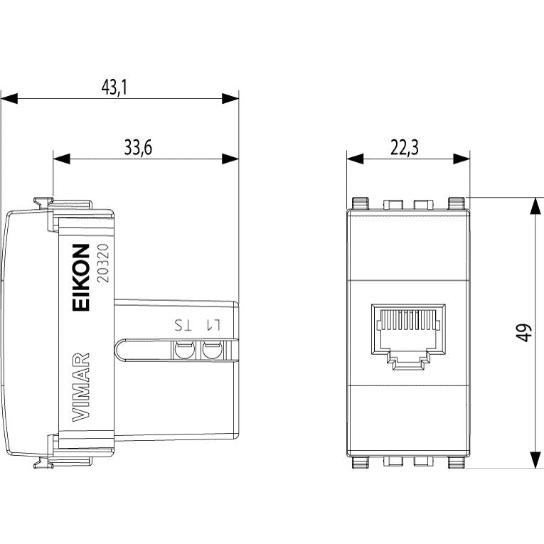 Vimar Eikon RJ11 Phone Jack 6/4, 1-Module, Screw Terminals, IP20, Flush-Mount — Quality Boat Parts
