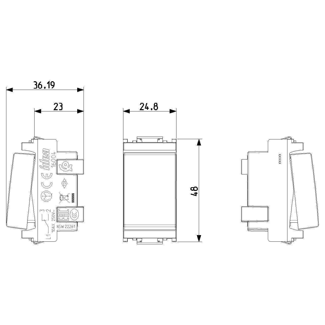 Vimar Idea 2-Way Rocker Switch, 1P 10 AX, 250V, IP40, Flush Mount — Quality Boat Parts