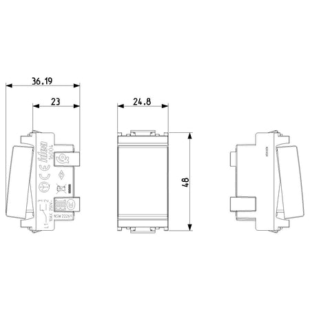 Vimar Idea 2-Way Rocker Switch, 1P 10 AX, 250V, IP40, Flush Mount — Quality Boat Parts