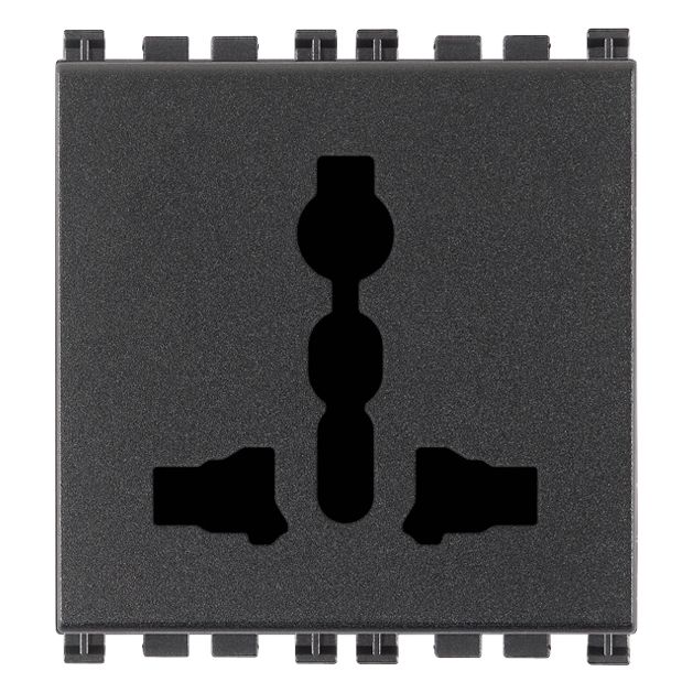 Vimar Arké SICURY Multistandard Socket Outlet, 2P+E, 13A, 250V, 2 Modules — Quality Boat Parts