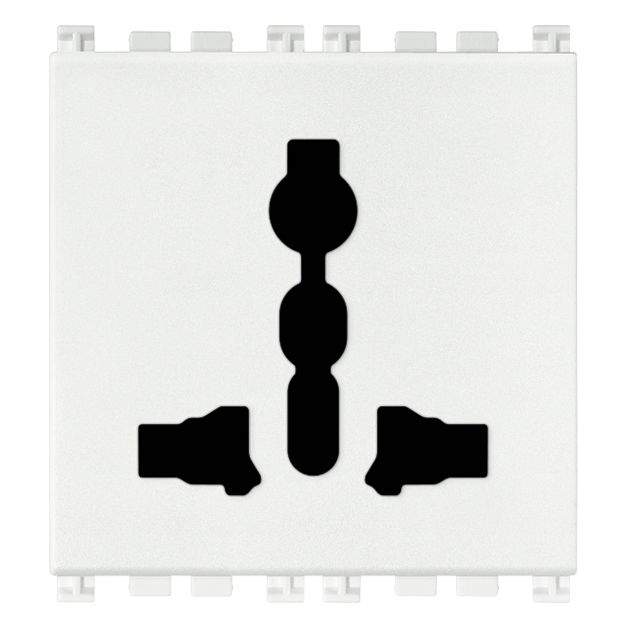 Vimar Arké SICURY Multistandard Socket Outlet, 2P+E, 13A, 250V, 2 Modules — Quality Boat Parts