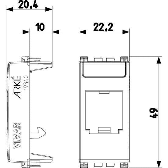 Vimar Arké MINI-COM Panduit Adaptor, 22.2 x 49 x 20.4 mm — Quality Boat Parts