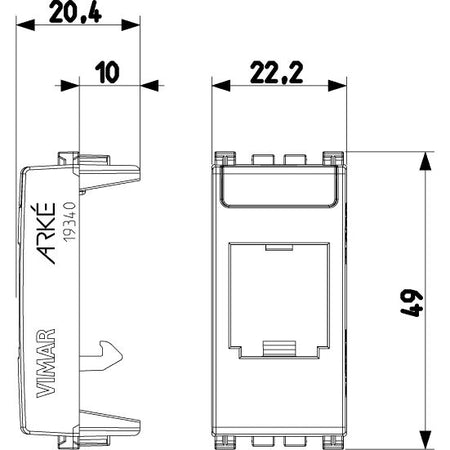 Vimar Arké MINI-COM Panduit Adaptor, 22.2 x 49 x 20.4 mm — Quality Boat Parts