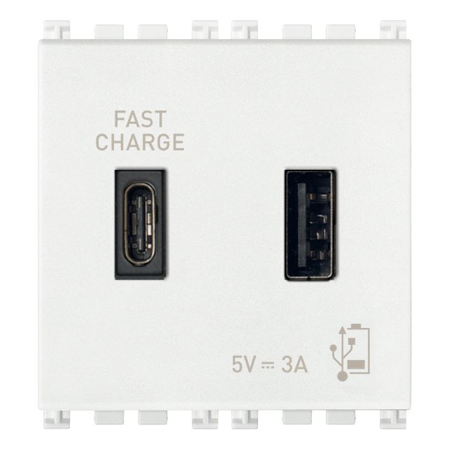 Vimar Arké USB Charging Outlet, 5V, 2 Modules, 50/60 Hz — Quality Boat Parts