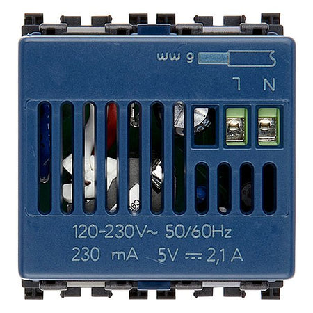 Vimar Arké USB Charging Outlet, 5V, 2 Modules, 50/60 Hz — Quality Boat Parts
