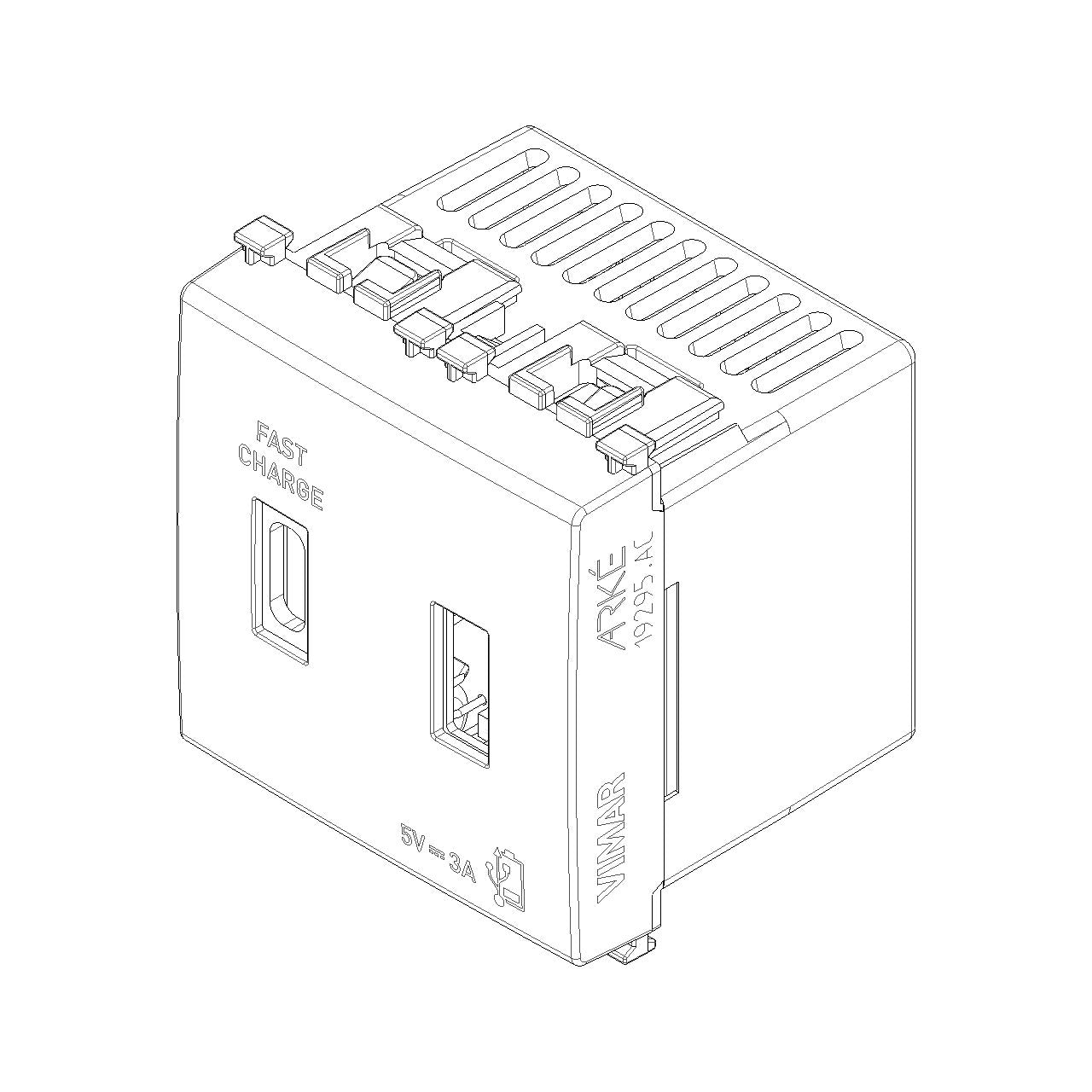 Vimar Arké USB Charging Outlet, 5V, 2 Modules, 50/60 Hz — Quality Boat Parts