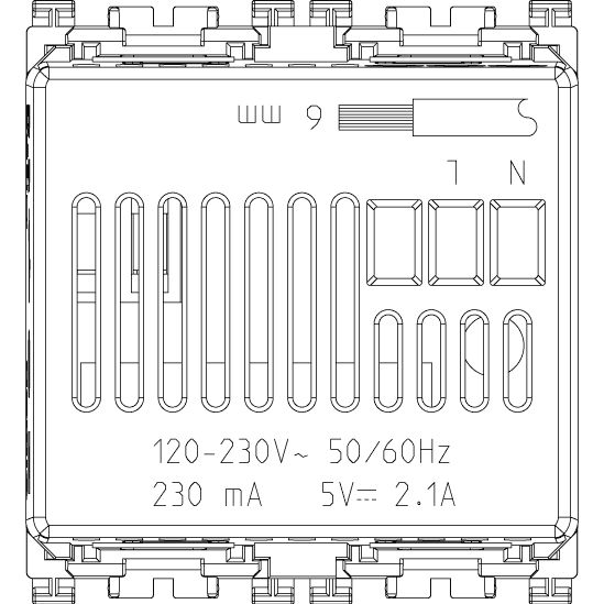 Vimar Arké USB Charging Outlet, 5V, 2 Modules, 50/60 Hz — Quality Boat Parts