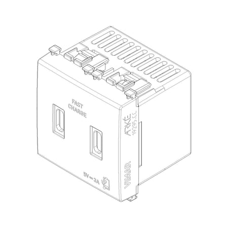 Vimar Arké USB Charging Outlet, 5V, 2 Modules, 50/60 Hz — Quality Boat Parts
