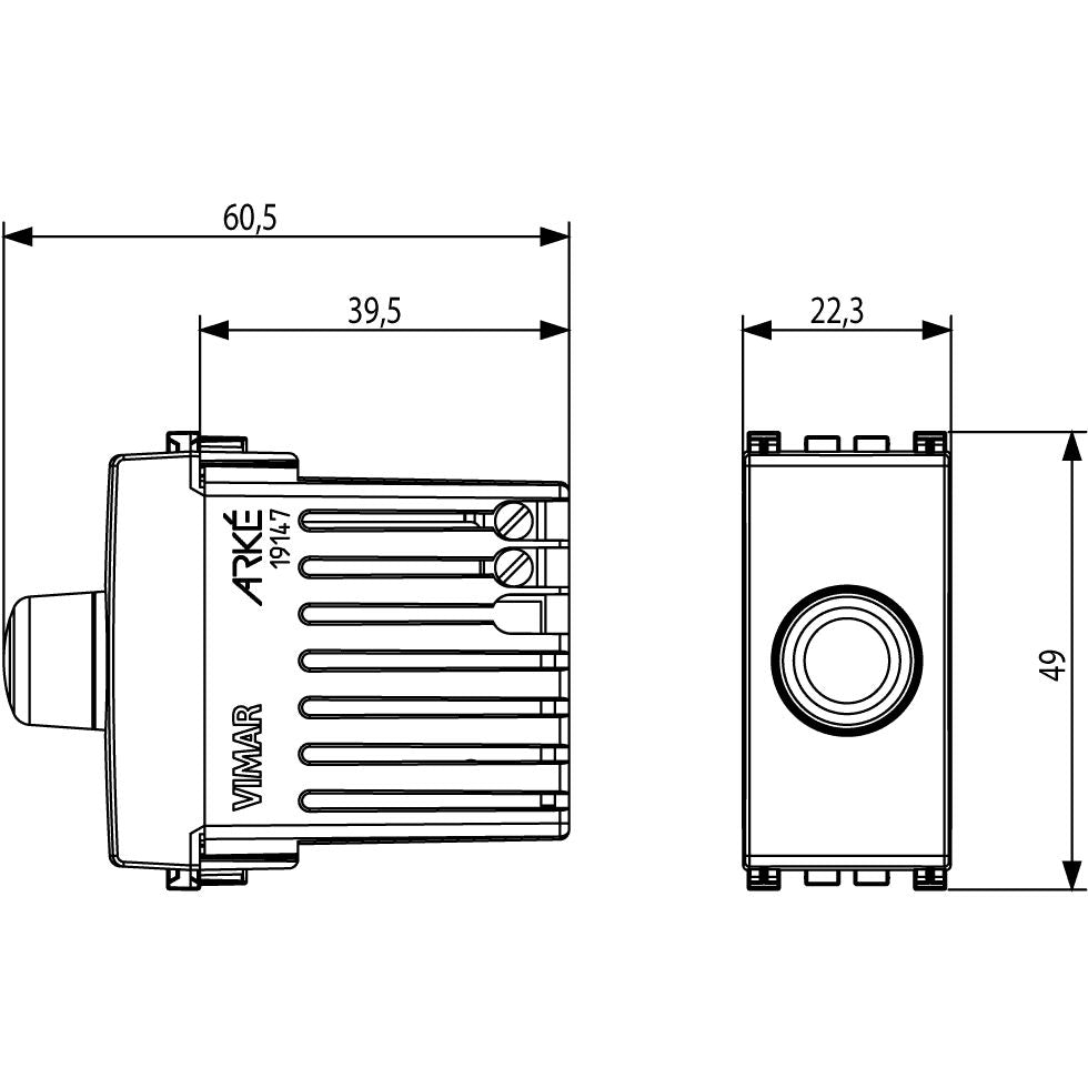 Vimar Arké Rotary Dimmer, 120V, 30-500W/30-300VA, 50-60 Hz — Quality Boat Parts