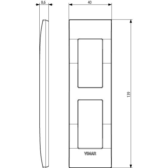 Vimar Arké Classic Cover Plate, 2-Module, Panel Mounting, Technopolymer — Quality Boat Parts