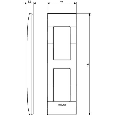 Vimar Arké Classic Cover Plate, 2-Module, Panel Mounting, Technopolymer — Quality Boat Parts