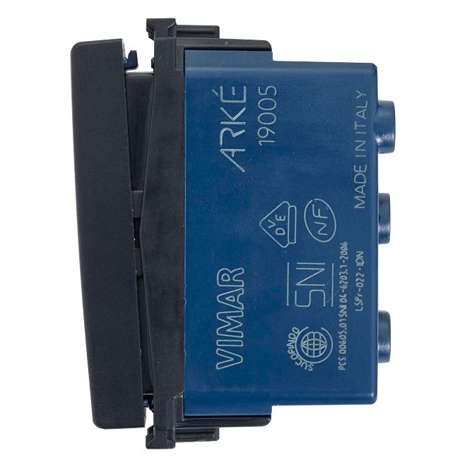 Vimar Arké 2-Way Rocker Switch, 1P, 16AX, 250V, IP40, Lightable, Replaceable Button — Quality Boat Parts