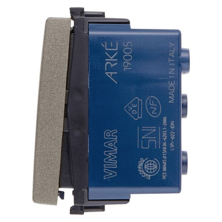 Vimar Arké 2-Way Rocker Switch, 1P, 16AX, 250V, IP40, Lightable, Replaceable Button — Quality Boat Parts