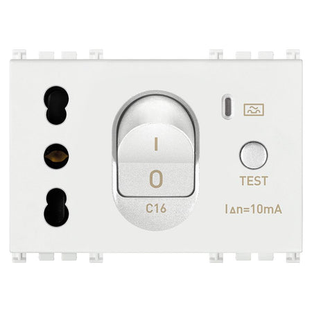 Vimar Arké SICURY Socket Outlet with C16 RCBO, 16A, 250V, Italian Standard P17/11, 3 Modules — Quality Boat Parts