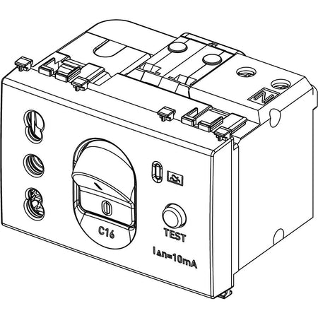 Vimar Arké SICURY Socket Outlet with C16 RCBO, 16A, 250V, Italian Standard P17/11, 3 Modules — Quality Boat Parts