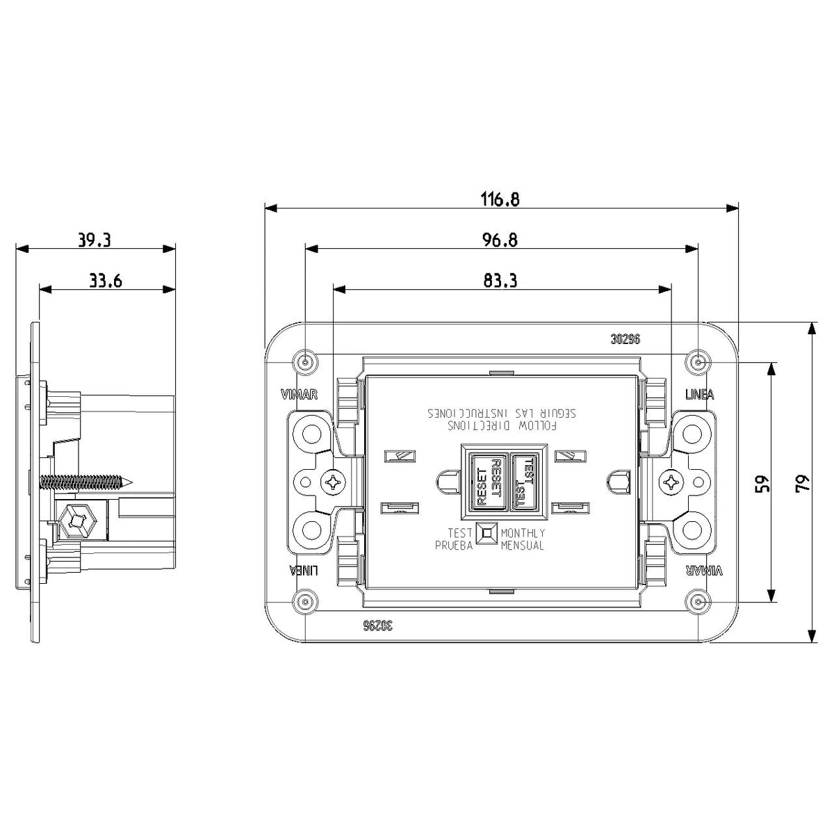 Vimar LINEA USA Duplex GFCI Outlet, 15A, 125V, Flush Mount — Quality Boat Parts