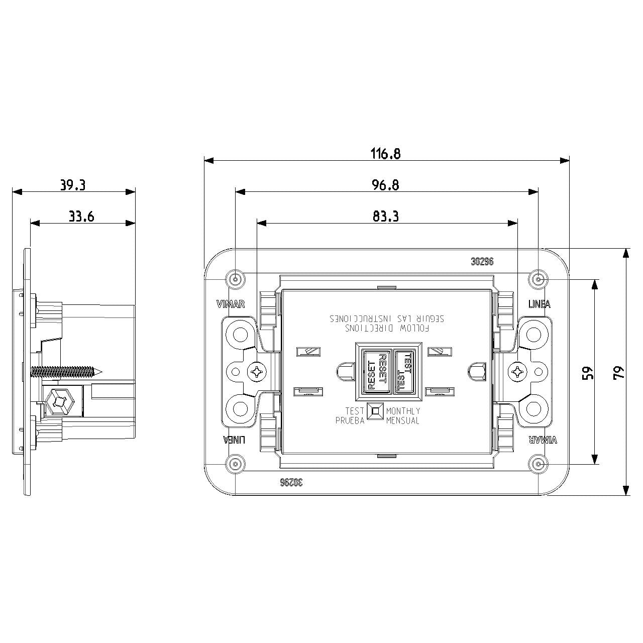 Vimar LINEA USA Duplex GFCI Outlet, 15A, 125V, Flush Mount — Quality Boat Parts