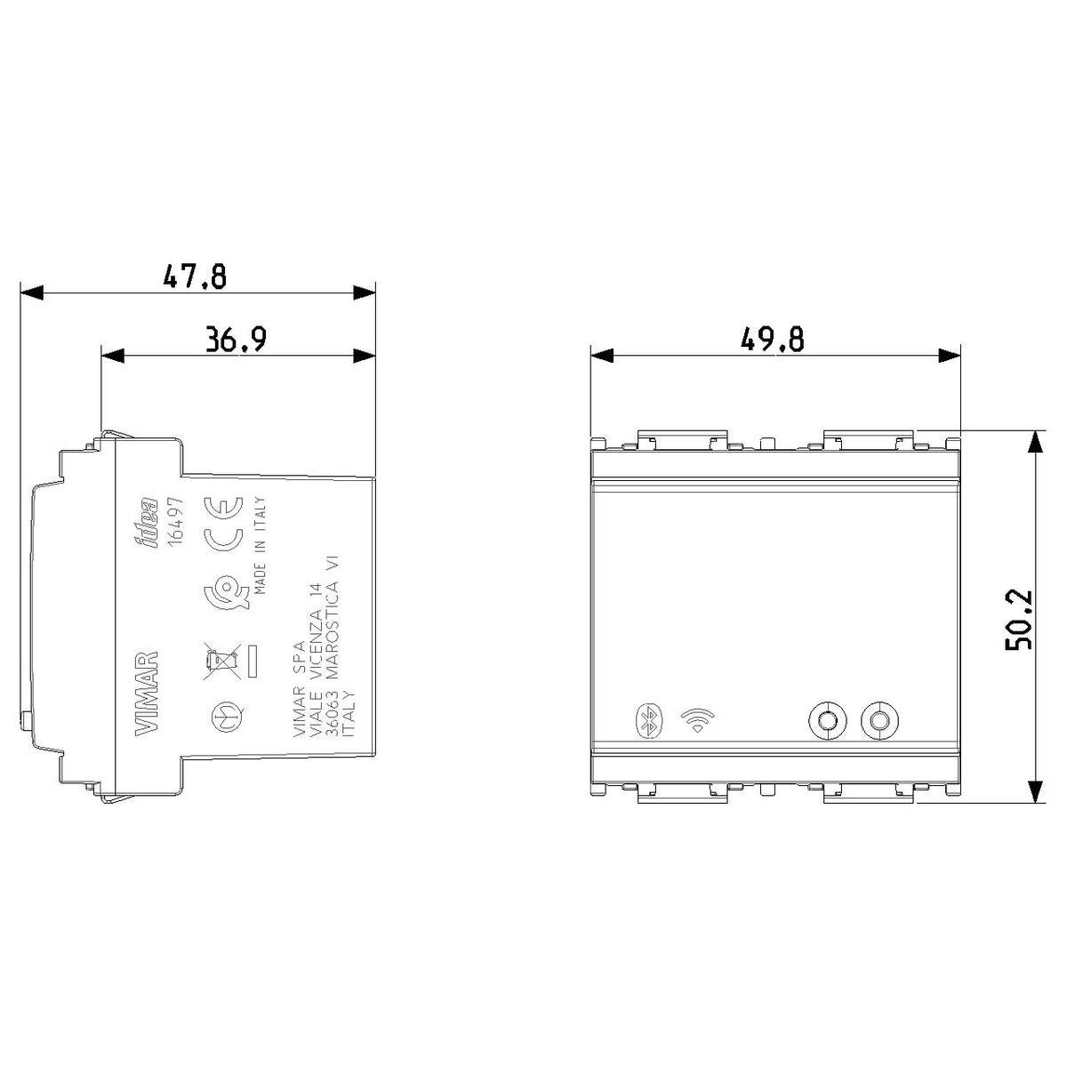 Vimar Idea View Wireless IoT Gateway, Bluetooth, Wi-Fi, 100-240V, 2 Modules, IP40 — Quality Boat Parts