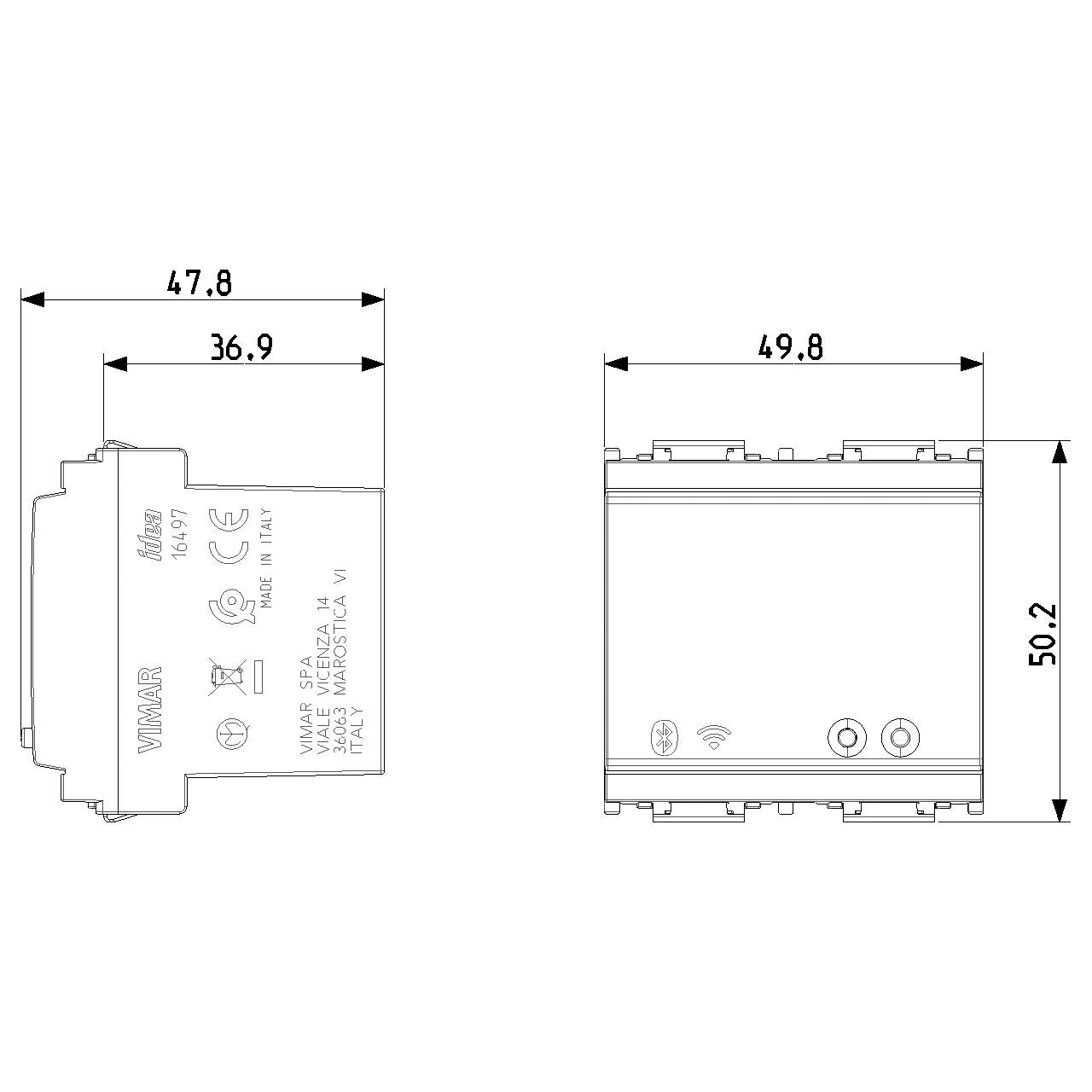 Vimar Idea View Wireless IoT Gateway, Bluetooth, Wi-Fi, 100-240V, 2 Modules, IP40 — Quality Boat Parts